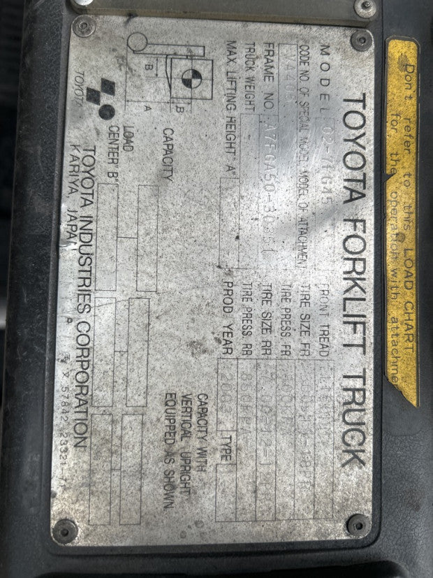 2003 Toyota 02-7FG45 - FU17884