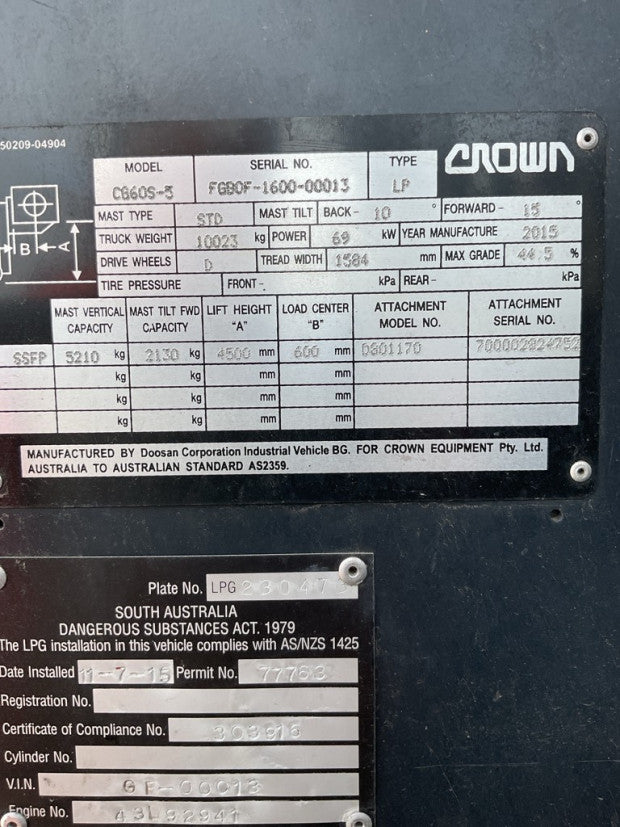 2015 Crown CG60 - FU17972a