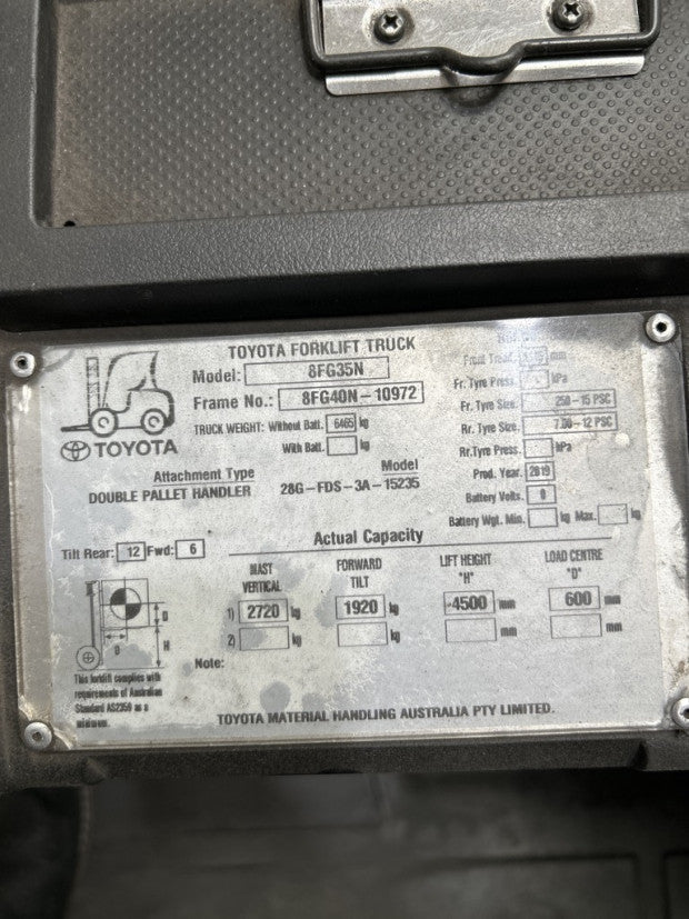 2019 Toyota 8FG35N - FU18225
