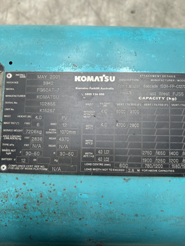 2001 Komatsu FG50AT-7 - FU18049
