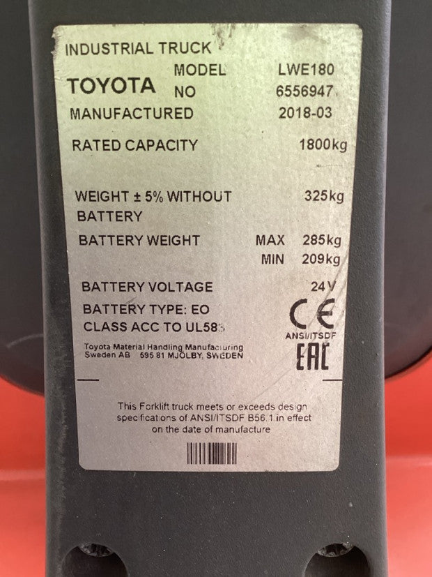 2018 BT LWE180 - FU18291
