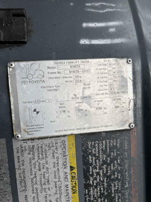 2019 Toyota 8FBE20 - FU18594