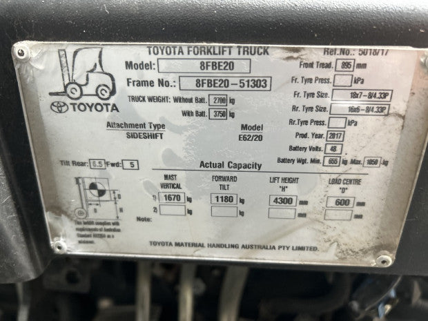 2017 Toyota 8FBE20 - FU18623