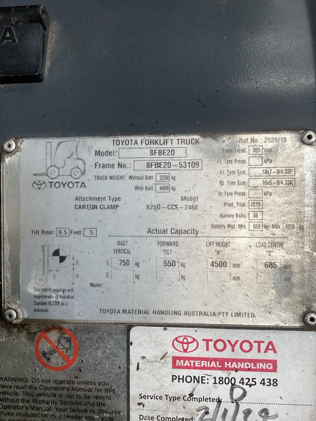 2019 Toyota 8FBE18 - FU18709