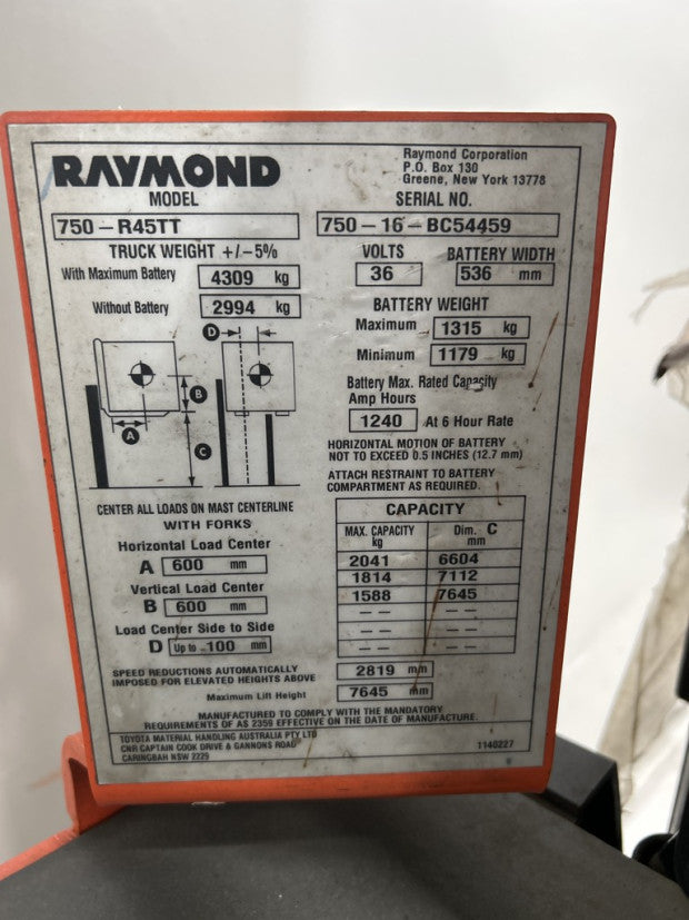 2016 Raymond 7500 - FU18523