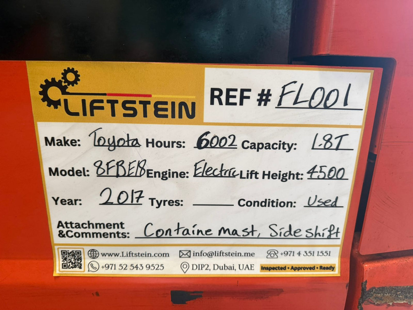 2017 Toyota 8FBE18 - FL001