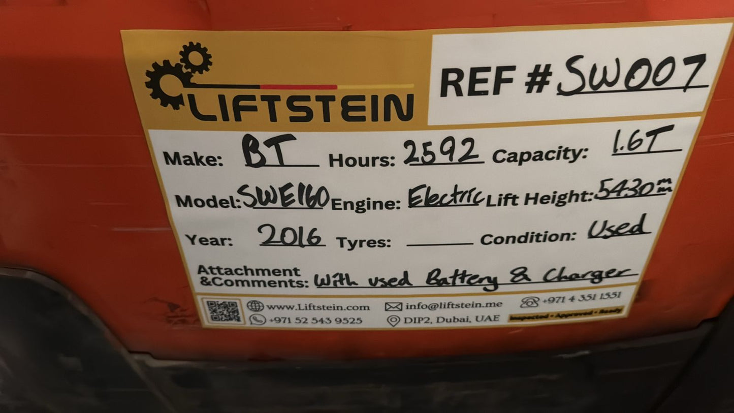 2016 Toyota BT SWE160 - SW007