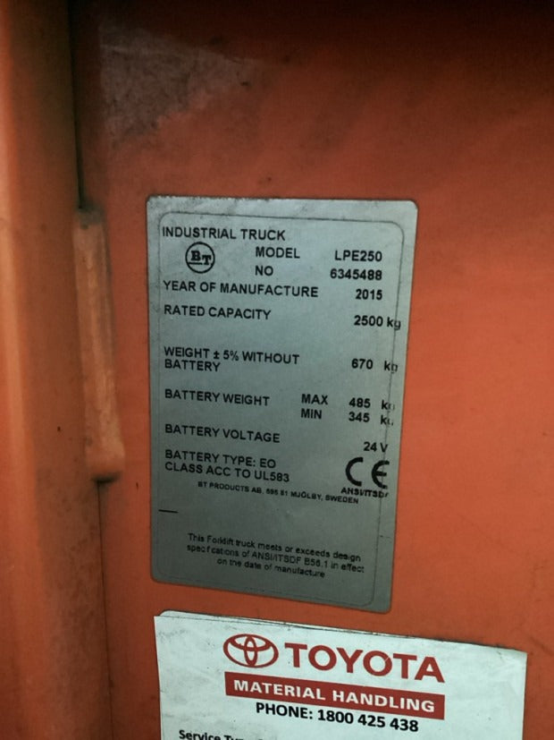2015 BT LPE250 - FU19807