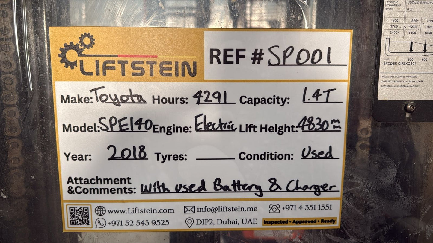 2018 Toyota SPE140 - SP001