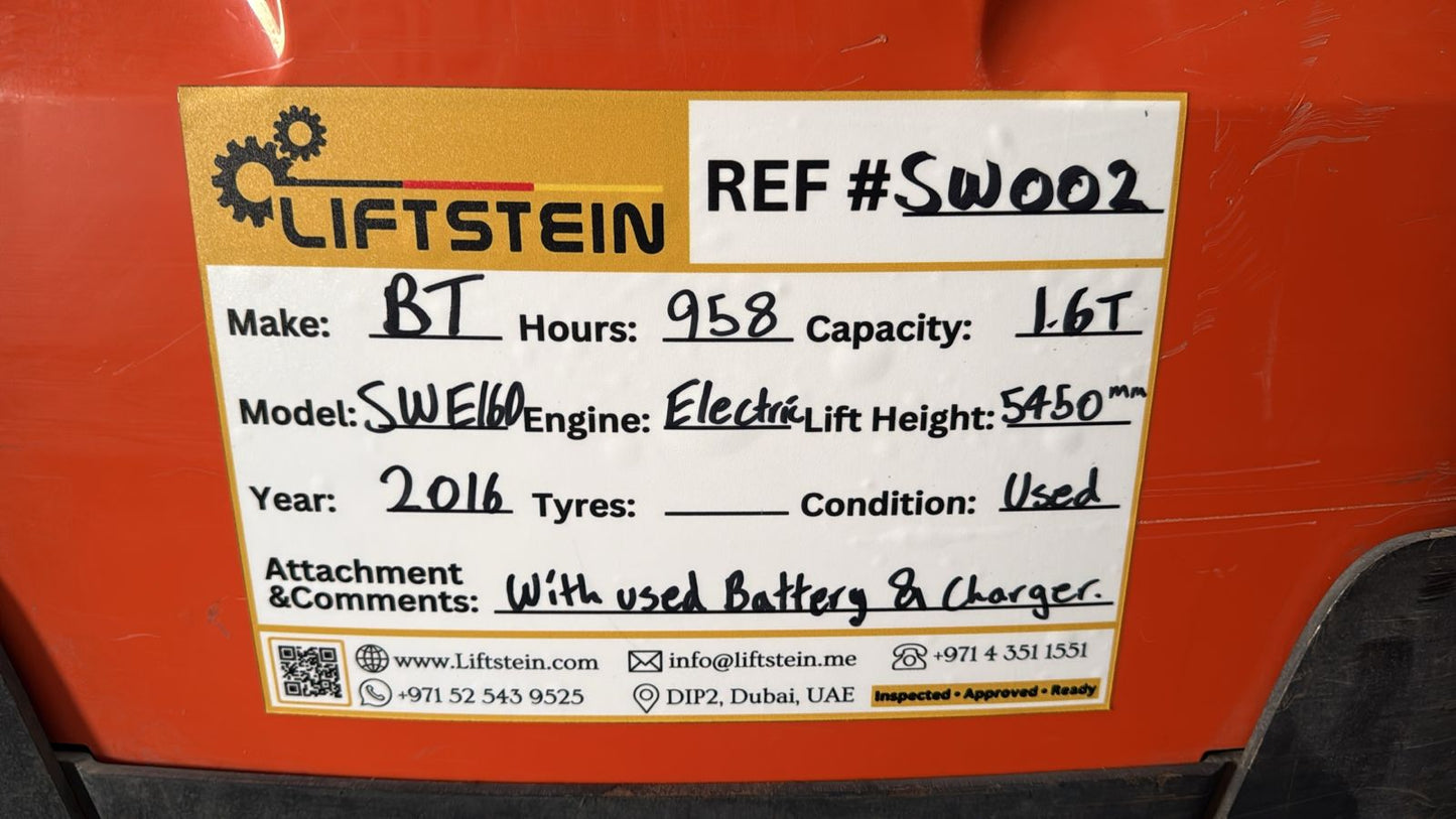 2016 Toyota BT SWE160 - SW002