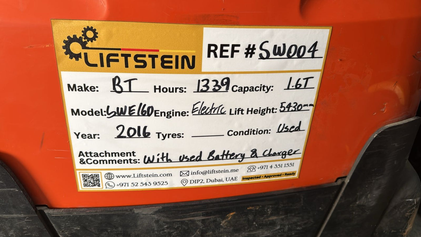 2016 Toyota BT SWE160 - SW004