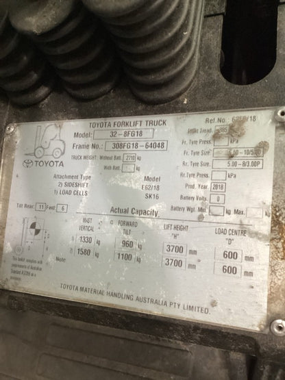 2018 Toyota 32-8FG18 -FU19957